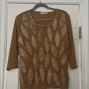 Brown Embellished Women's Top